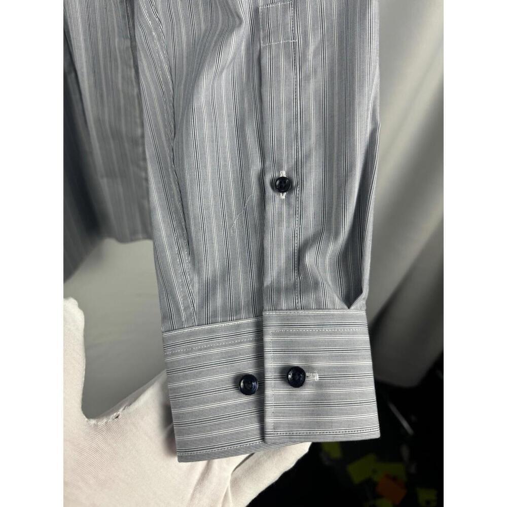 Hugo Boss Red Label Koey Slim Fit Easy Iron Striped Dress Shirt Blue Size 41/16 - Picture 2 of 8